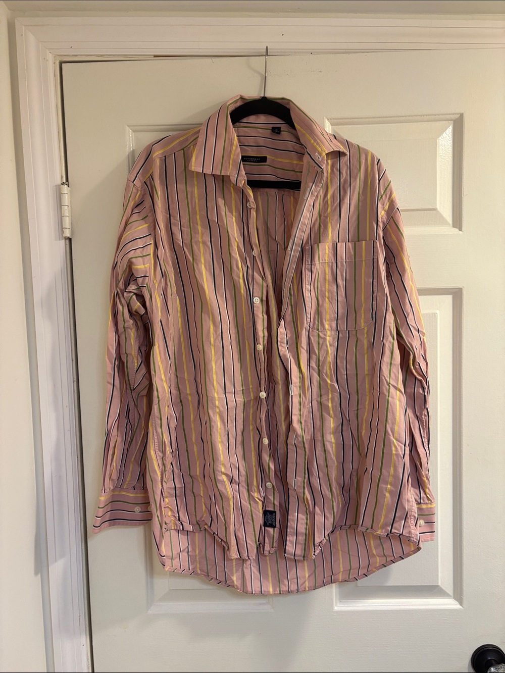 Burberry Pink & Yellow Multi-Stripe Button-Down Shirt